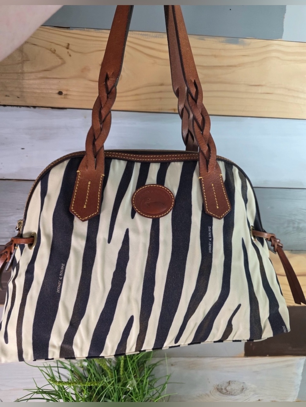 Dooney & Bourke Nylon Collection Zebra Print Domed Satchel